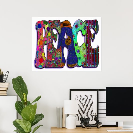 Peace Word Art Poster (Thuiskantoor)
