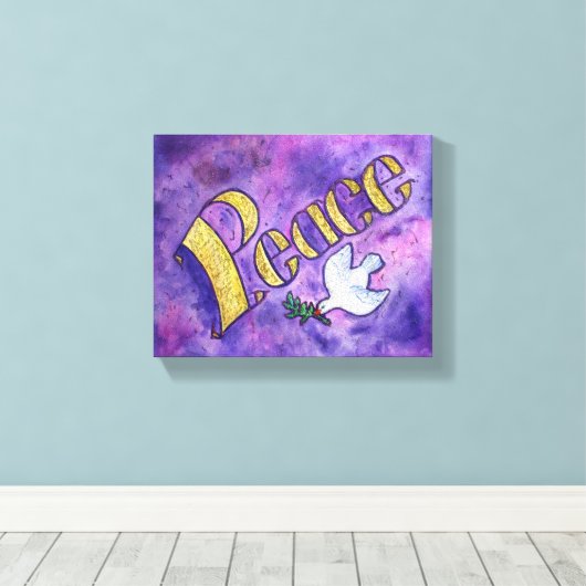 Peace Word Art schilderen van gevlekte canvaskunst Canvas Afdruk (Insitu (Houten vloer))