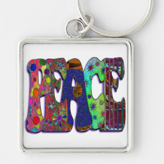 Peace Word Art Sleutelhanger