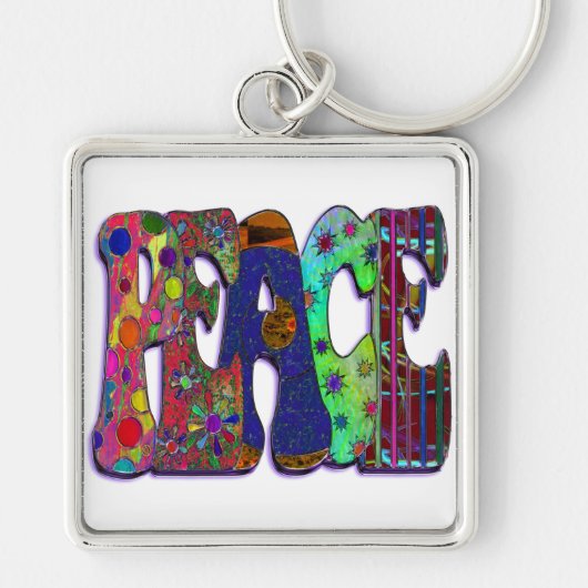 Peace Word Art Sleutelhanger (Voorkant)
