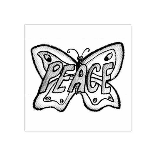 Peace Word Butterfly Rubber Stamp Rubberstempel (Afrduk)