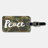 PEACE Word Green Brown Khaki Natuur Camouflage Bagagelabel (Voorkant horizontaal)