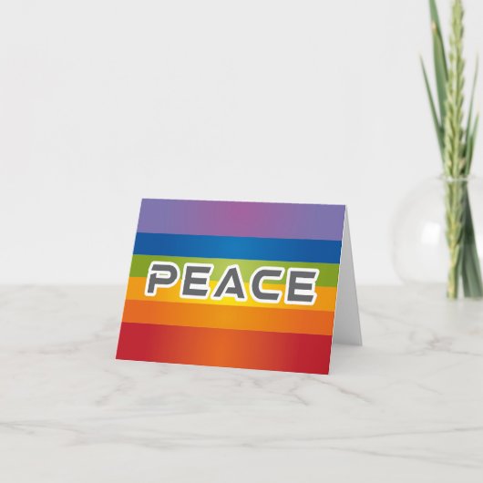Peace Word Letters - vlag op regenboogachtergrond Bedankkaart (Voorkant)