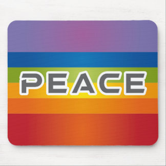 Peace Word Letters - vlag op regenboogachtergrond Muismat