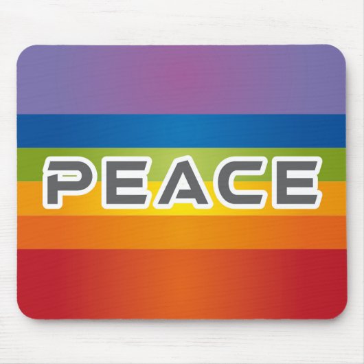 Peace Word Letters - vlag op regenboogachtergrond Muismat (Voorkant)