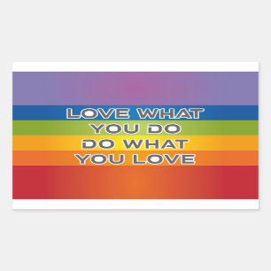 Peace Word Letters - vlag op regenboogachtergrond Rechthoekige Sticker