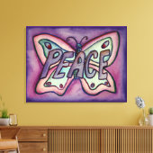 Peace Word Paars Butterfly Canvas Kunstschilder (Insitu (Woonkamer))