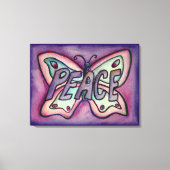 Peace Word Paars Butterfly Canvas Kunstschilder Afdruk (Voorkant)