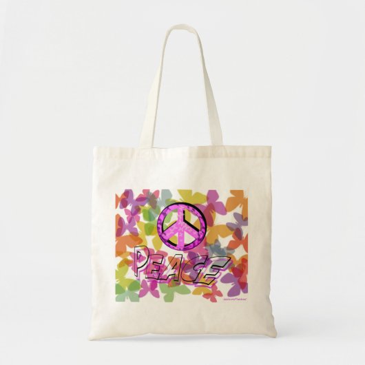 Peace Word Symbol en Butterflies Tote Bag (Voorkant)