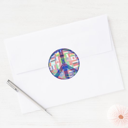 Peace & World Flags Sticker (Envelop)