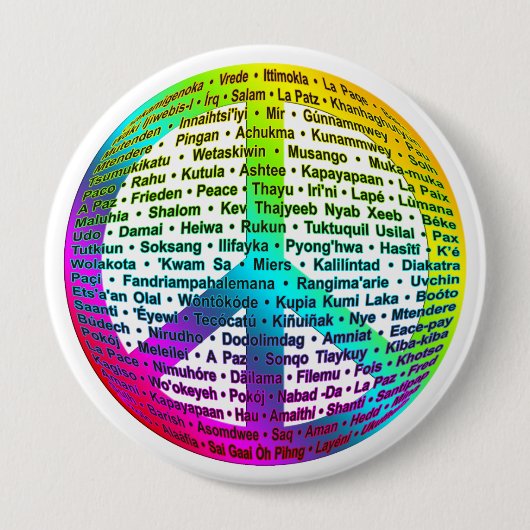 Peace World Language Ronde Button 4,0 Cm (Voorkant)