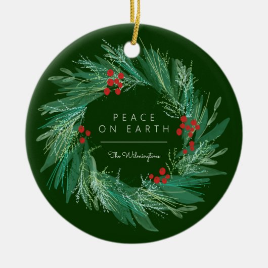 Peace Wreate kerstfeestdag keramisch sieraad Ornament (Voorkant)