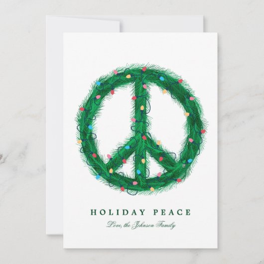 Peace Wreate met vakantieverlichting Feestdagenkaart (Voorkant)