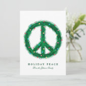 Peace Wreate met vakantieverlichting Feestdagenkaart (Staand voorkant)