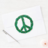 Peace Wreate met vakantieverlichting Ronde Sticker (Envelop)