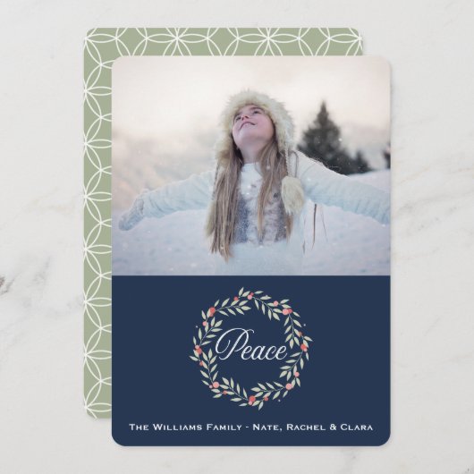 Peace Wreath | Aangepaste fotovakantie-groet Feestdagenkaart (Voorkant / Achterkant)