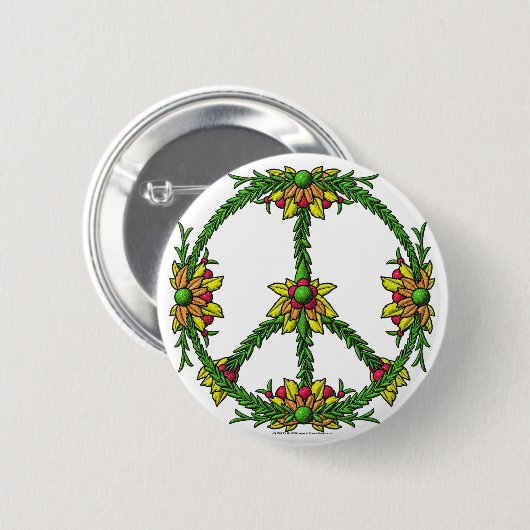 Peace Wreath Ronde Button 5,7 Cm (Voorkant /achterkant)