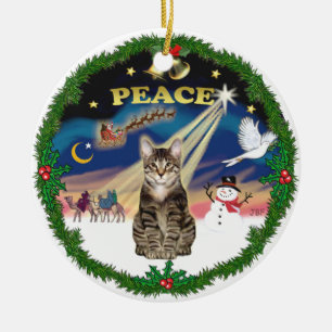 Peace Wreator - Tabby Tiger cat Keramisch Ornament