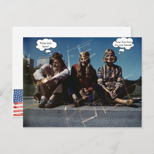 Peace Young Hippies Free Love 1960's Custom Text Briefkaart (Voorkant / Achterkant)