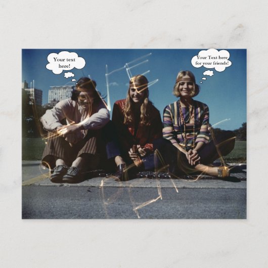 Peace Young Hippies Free Love 1960's Custom Text Briefkaart (Voorkant)
