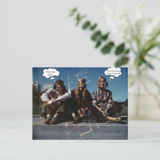 Peace Young Hippies Free Love aangepaste tekst Briefkaart (Staand voorkant)