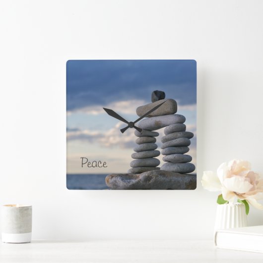 Peace Zen Rocks-klok Vierkante Klok (Huis)