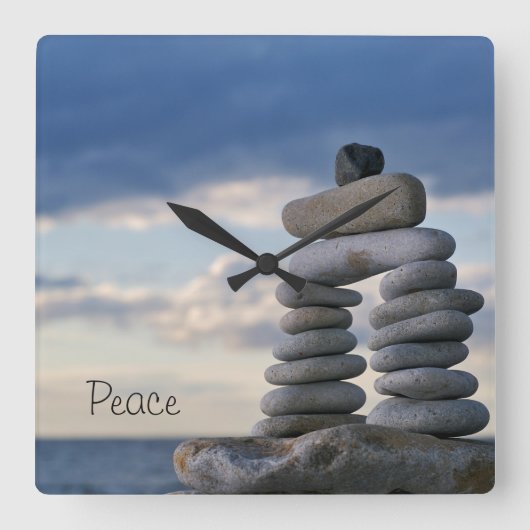 Peace Zen Rocks-klok Vierkante Klok (Voorkant)