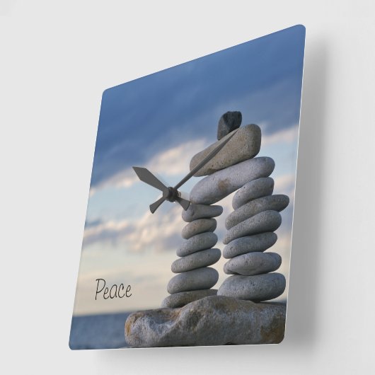 Peace Zen Rocks-klok Vierkante Klok (Hoek)