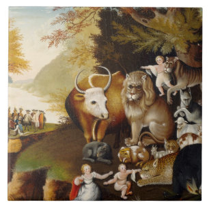 Peaceable Kingdom, c.1834 (olie op canvas) Tegeltje