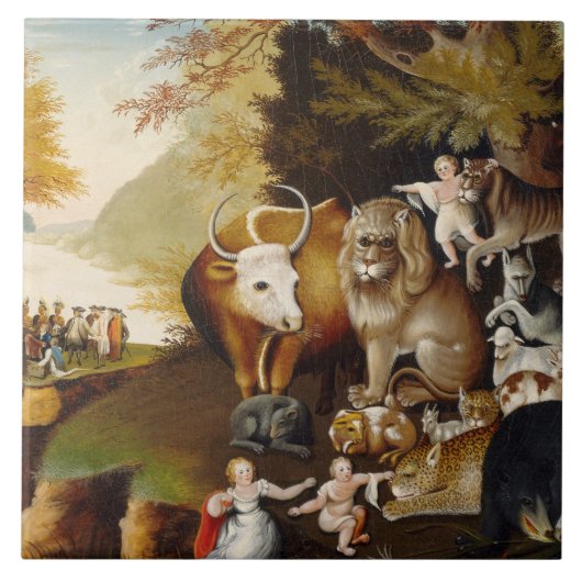 Peaceable Kingdom, c.1834 (olie op canvas) Tegeltje (Voorkant)