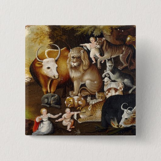 Peaceable Kingdom, c.1834 (olie op canvas) Vierkante Button 5,1 Cm (Voorkant)