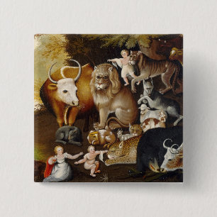 Peaceable Kingdom, c.1834 (olie op canvas) Vierkante Button 5,1 Cm