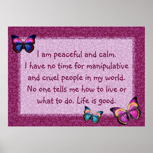 Peaceful Affiche Butterflies Print (Voorkant)