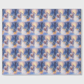 Peaceful Akita on Snow Lantern Path Christmas Dog  Cadeaupapier (Vlak)