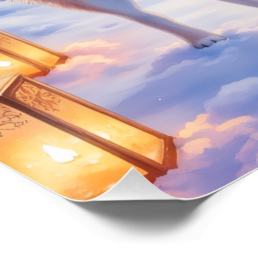 Peaceful Akita on Snow Lantern Path Christmas Dog  Perfect Poster (Hoek)