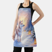 Peaceful Akita on Snow Lantern Path Christmas Dog Schort (Insitu)