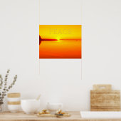 Peaceful Amber Sunset over Water Poster (Keuken)