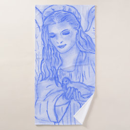 Peaceful Angel in Light Blue Bad Handdoek