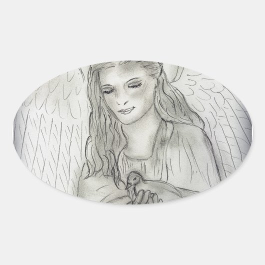 Peaceful Angel Ovale Sticker (Voorkant)