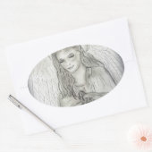 Peaceful Angel Ovale Sticker (Envelop)