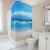 Peaceful Beach and Ocean Scenery Douchegordijn (In situ)