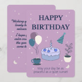 Peaceful Birthday Card with Night Sky and Moon Kaart (Voorkant / Achterkant)
