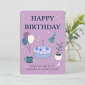 Peaceful Birthday Card with Night Sky and Moon Kaart (Staand voorkant)