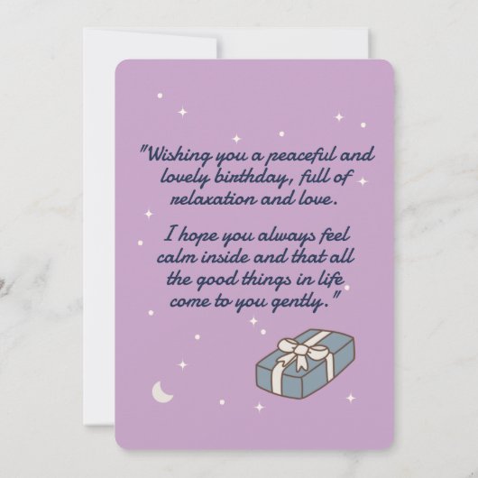 Peaceful Birthday Card with Night Sky and Moon Kaart (Achterkant)