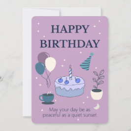 Peaceful Birthday Card with Night Sky and Moon Kaart