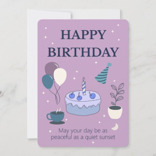 Peaceful Birthday Card with Night Sky and Moon Kaart (Voorkant)