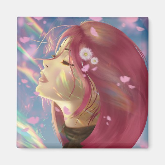 Peaceful Bloom Rainbow Touches Magneet (Voorkant)