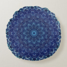 Peaceful Blue Mandala Rond Kussen