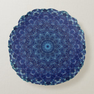 Peaceful Blue Mandala Rond Kussen