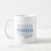 Peaceful Blue Wavy Retro Custom Name Text Coffee M Koffiemok (Links)